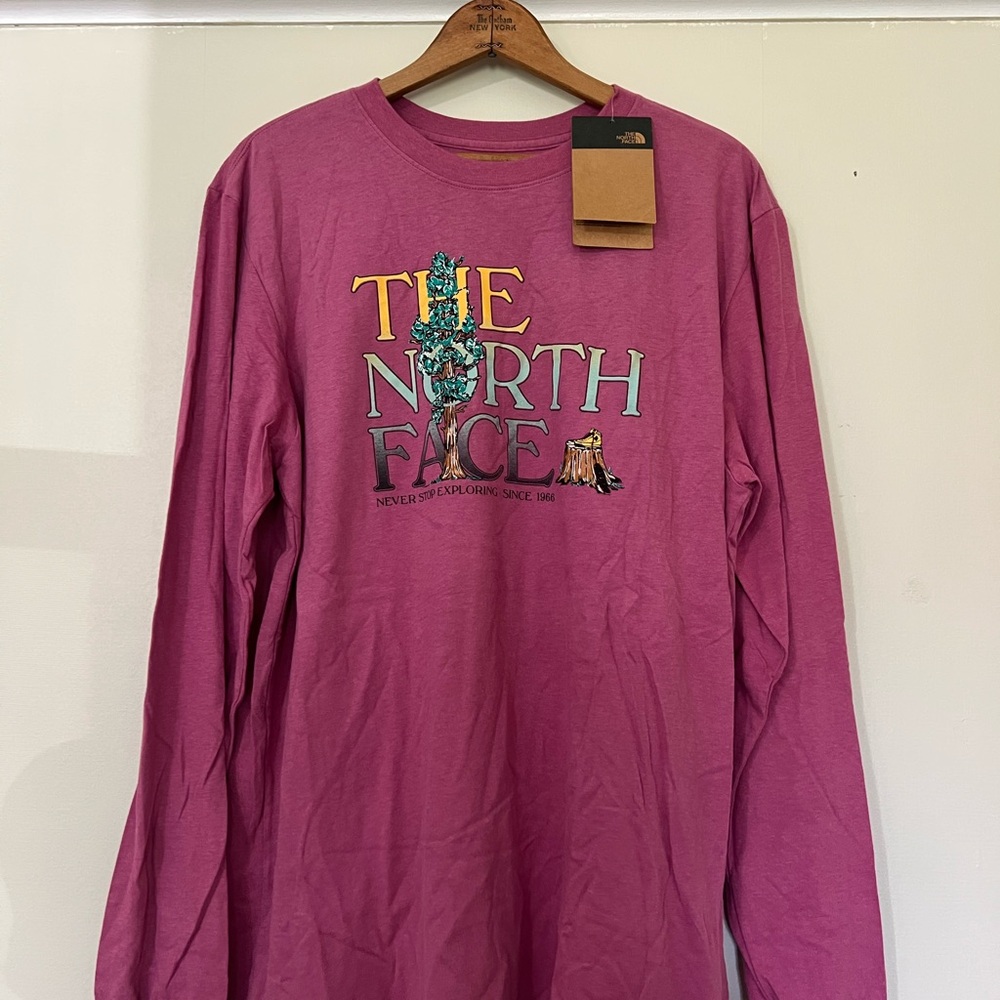 The North Face Pink Long Sleeve Tee Vibrant Design